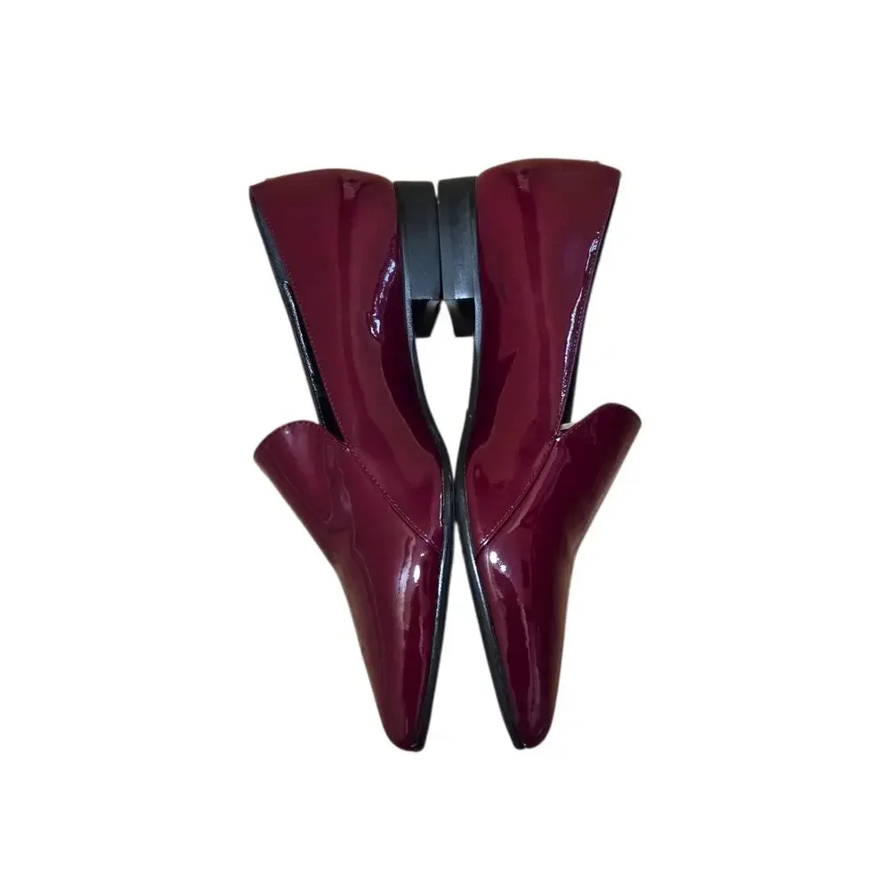 Aeyde Red Pointed Toe Patent Leather Minimalist Balletcore Ballet Flats
